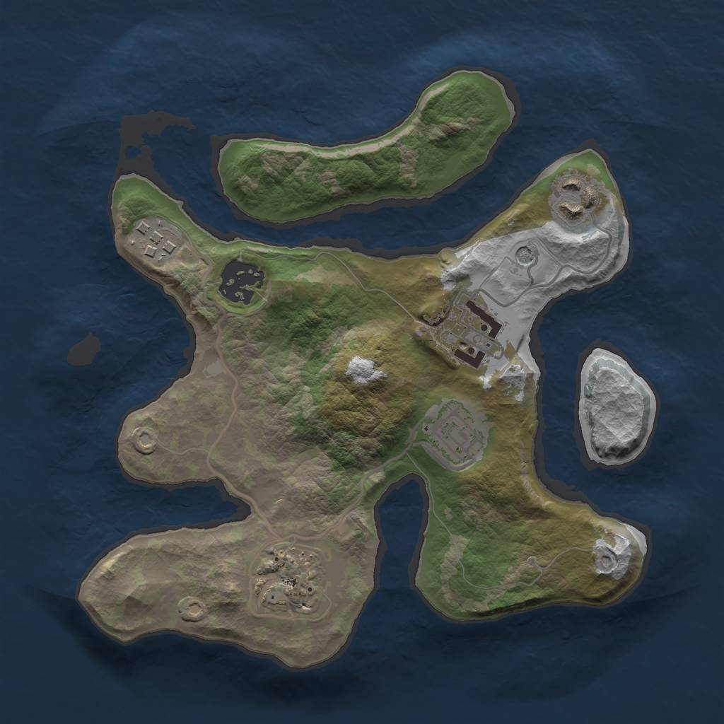 Rust Map: Barren, Size: 2500, Seed: 51800525, 9 Monuments