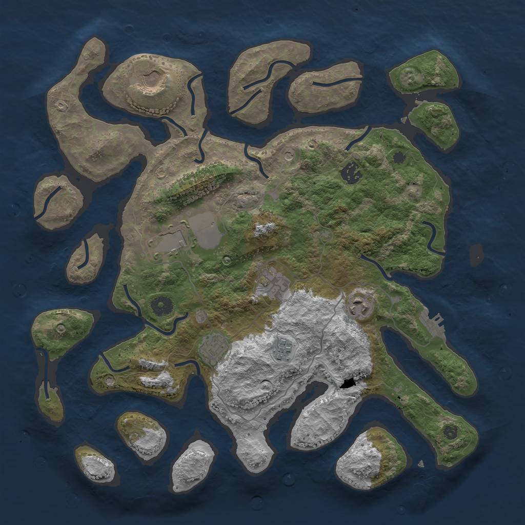 Rust Map: Procedural Map, Size: 3800, Seed: 70607, 11 Monuments