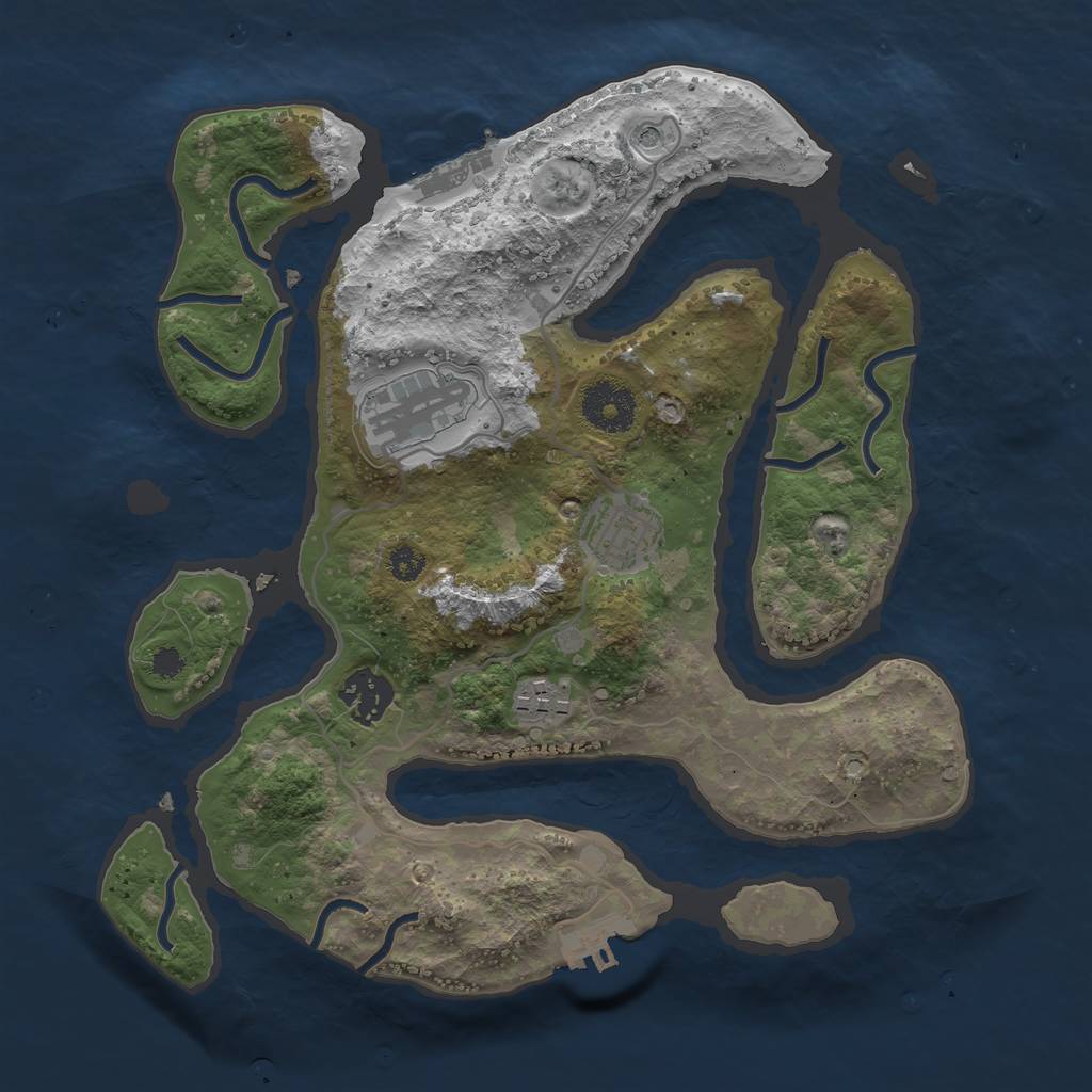 Rust Map: Procedural Map, Size: 3100, Seed: 5, 9 Monuments