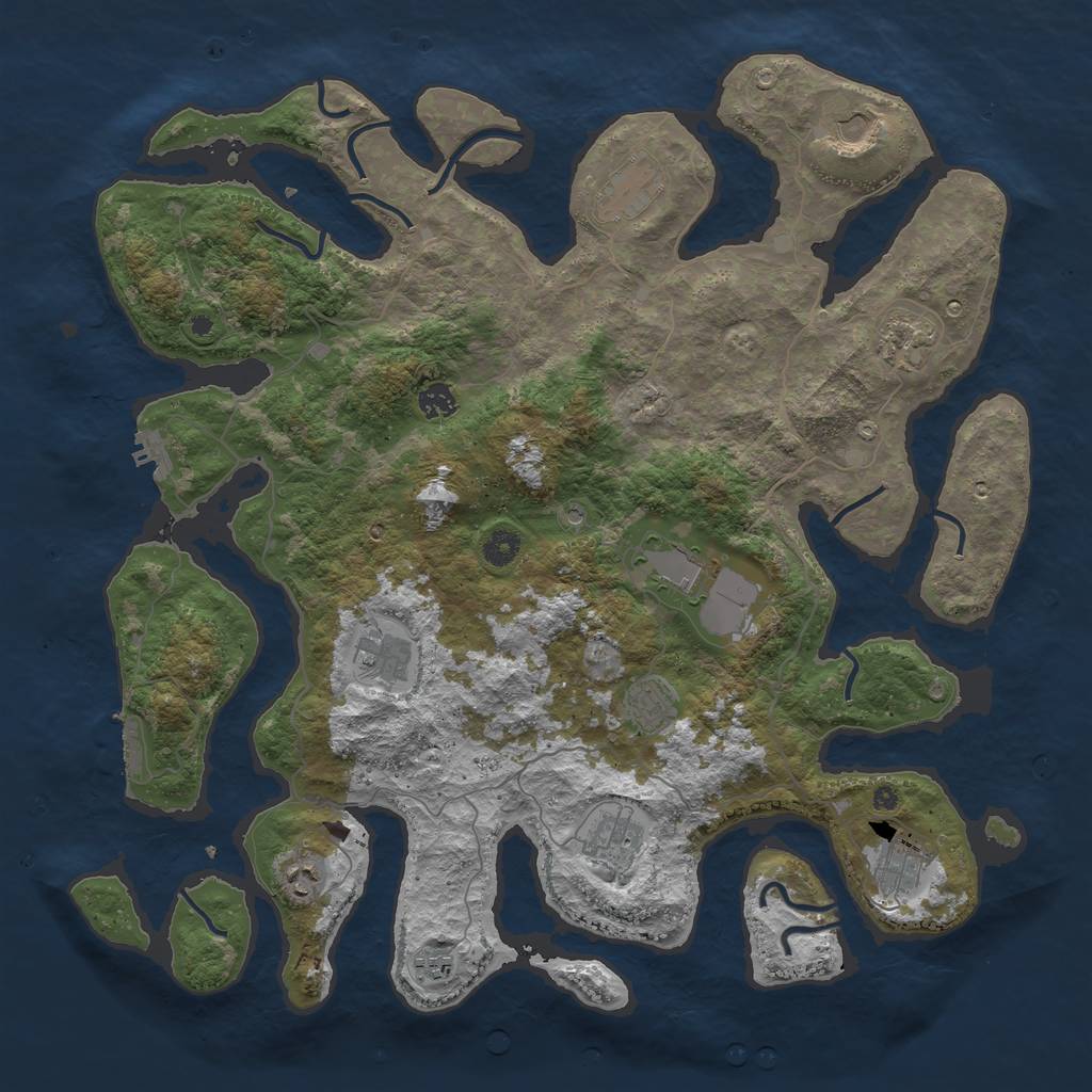 Rust Map: Procedural Map, Size: 4500, Seed: 757631, 16 Monuments