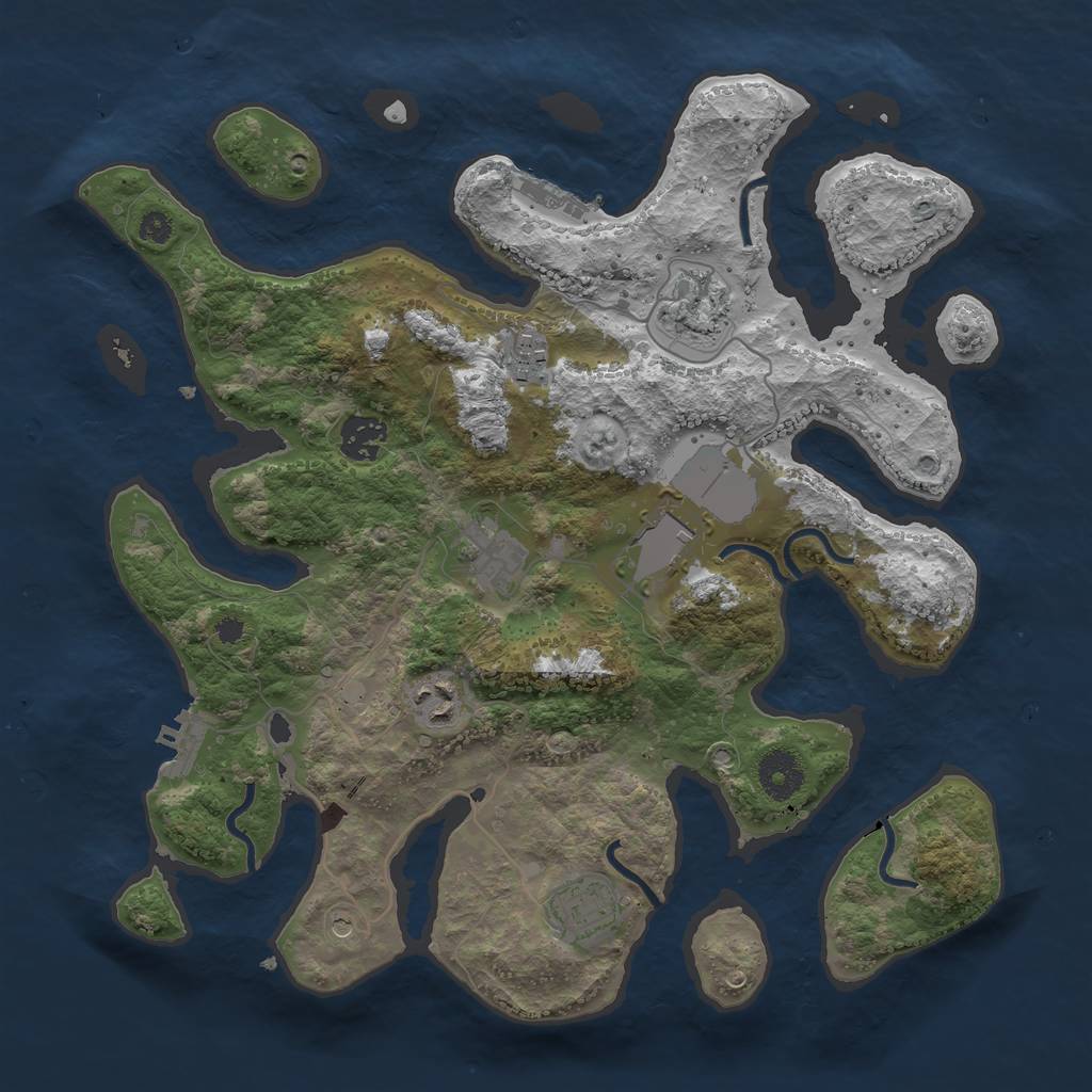 Rust Map: Procedural Map, Size: 3500, Seed: 925224, 12 Monuments