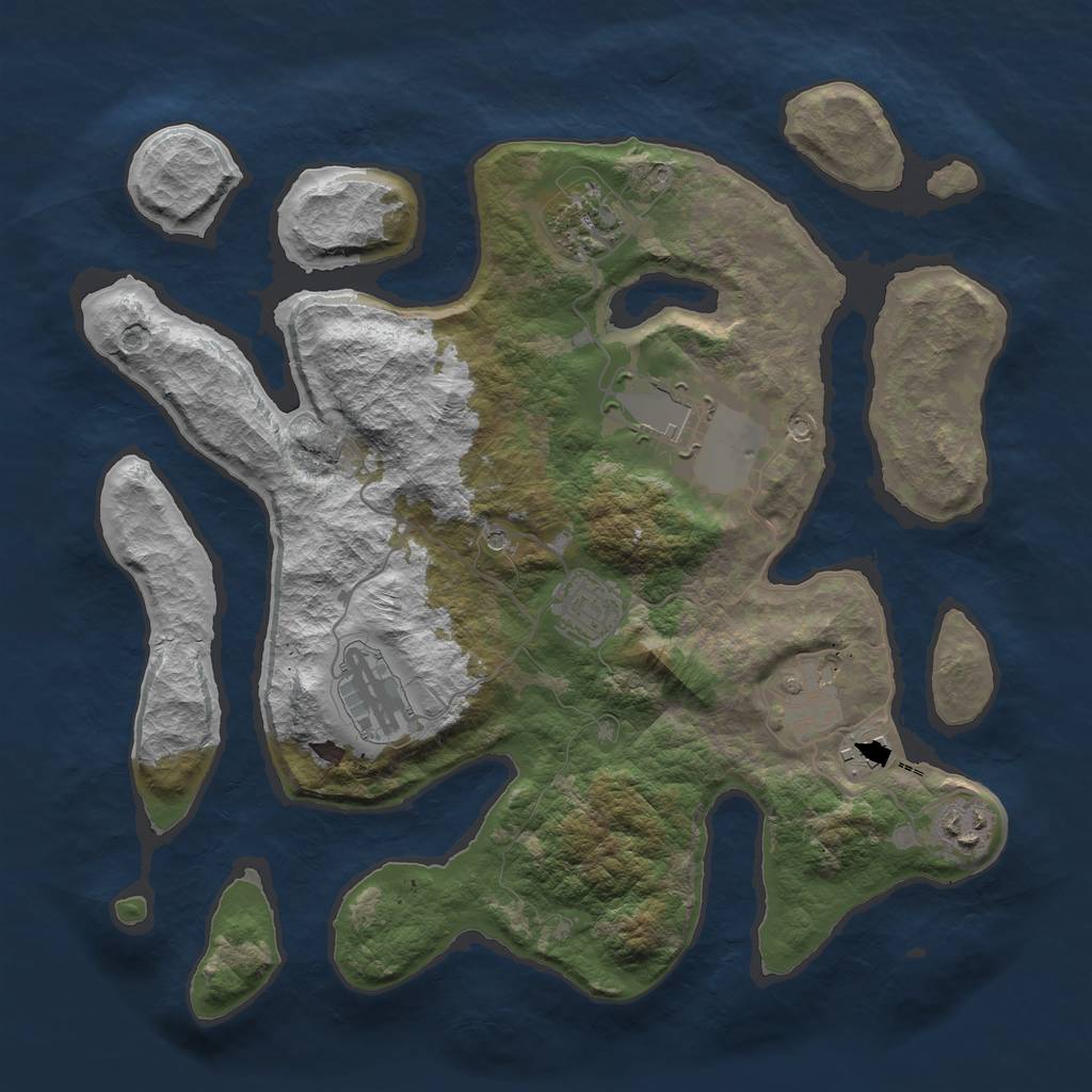 Rust Map: Barren, Size: 3500, Seed: 703113693, 10 Monuments