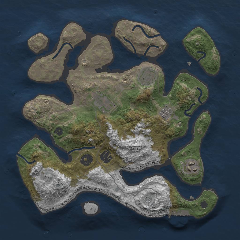 Rust Map: Procedural Map, Size: 3000, Seed: 1275678083, 9 Monuments