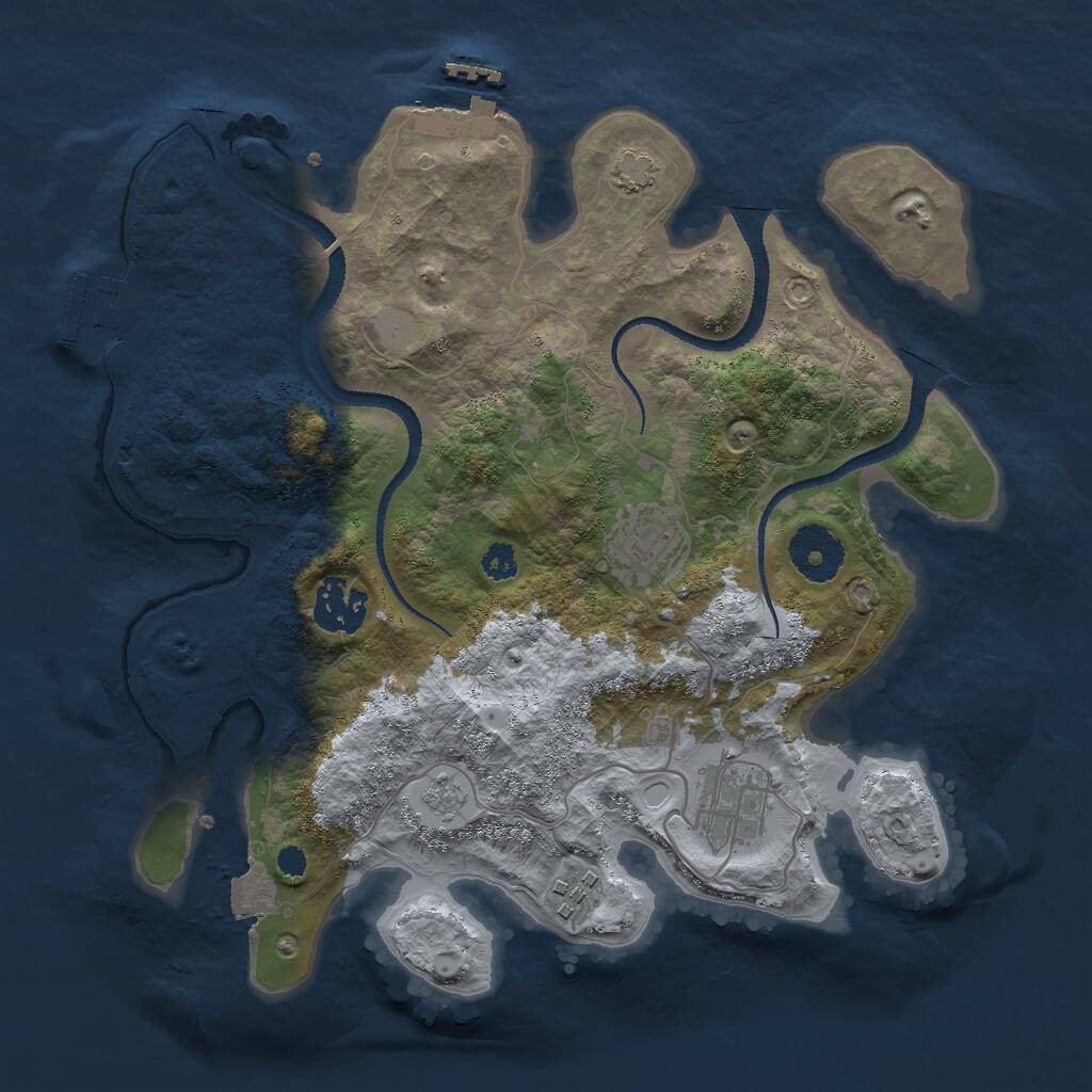Rust Map: Procedural Map, Size: 3000, Seed: 987654321, 9 Monuments