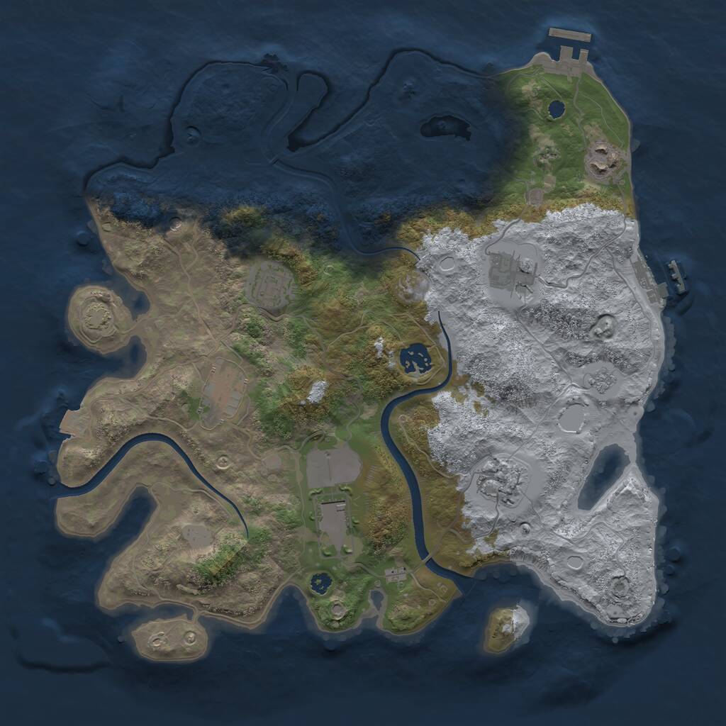 Rust Map: Procedural Map, Size: 3500, Seed: 3436, 13 Monuments