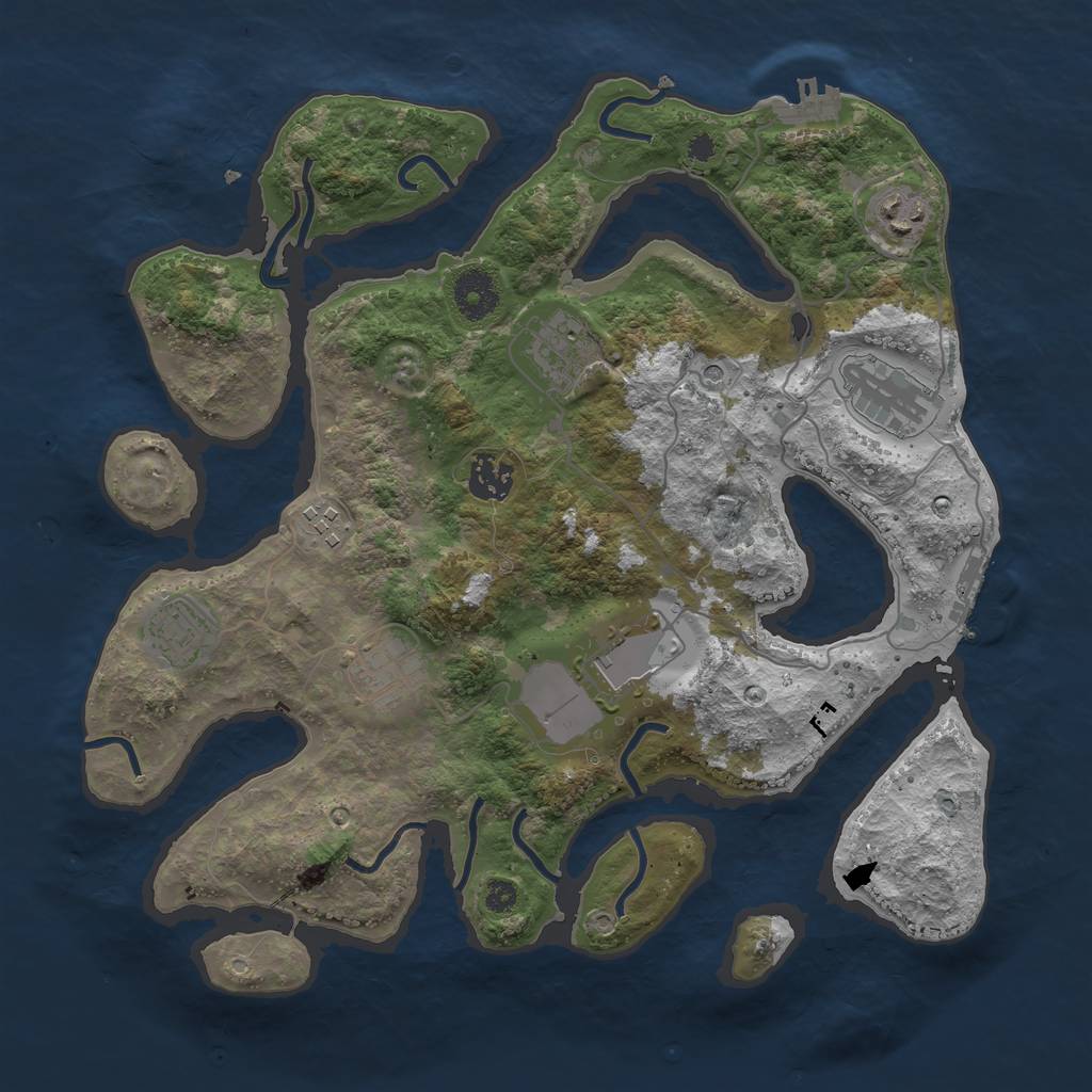 Rust Map: Procedural Map, Size: 3500, Seed: 3436, 13 Monuments