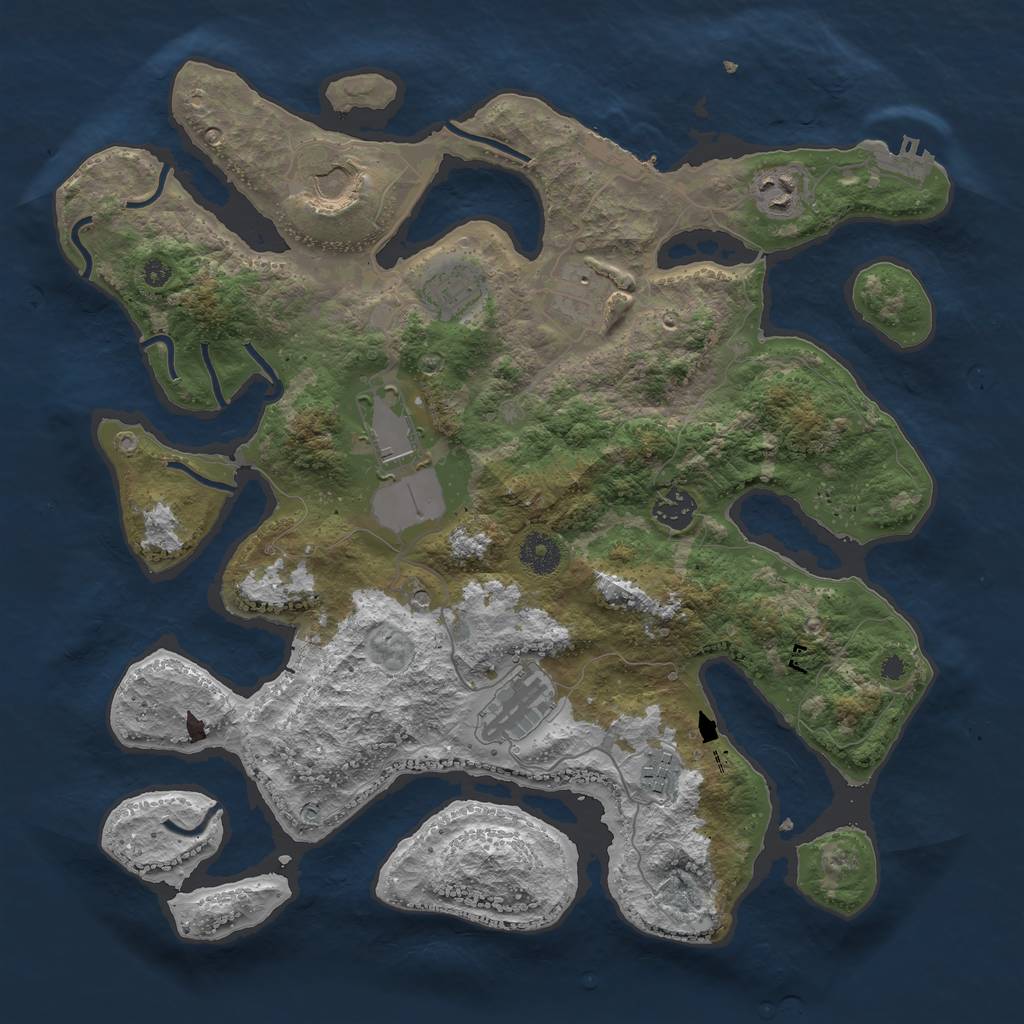 Rust Map: Procedural Map, Size: 3750, Seed: 691110674, 13 Monuments