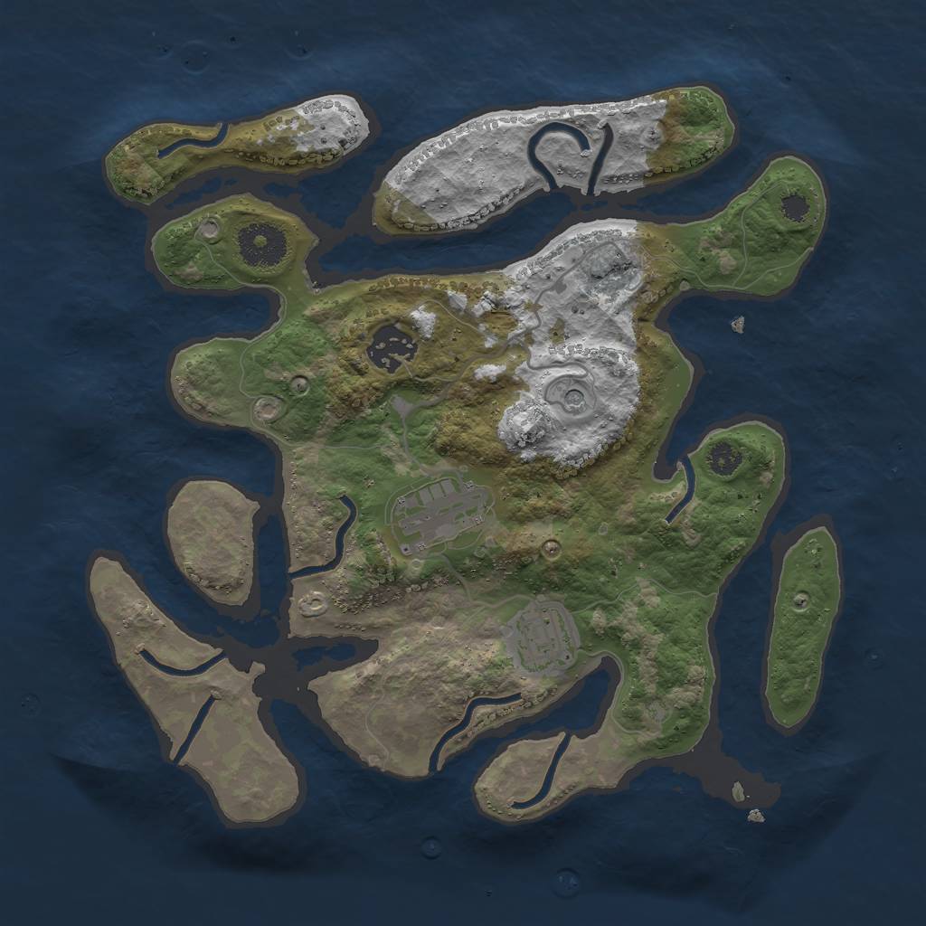 Rust Map: Procedural Map, Size: 3000, Seed: 876543219, 6 Monuments