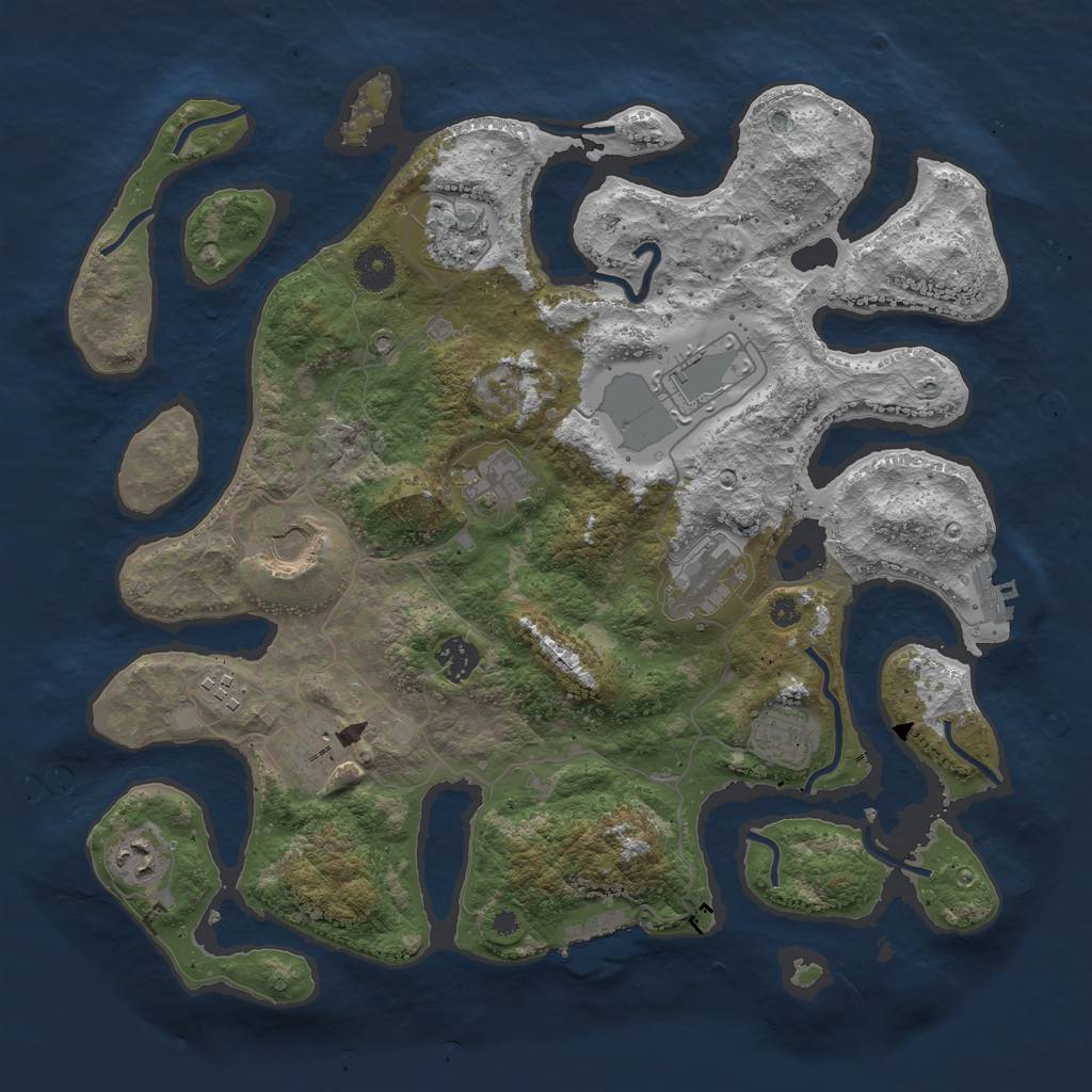 Rust Map: Procedural Map, Size: 3800, Seed: 802780437, 14 Monuments