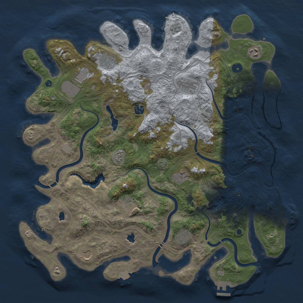 Rust Map: Procedural Map, Size: 4500, Seed: 876543219, 16 Monuments