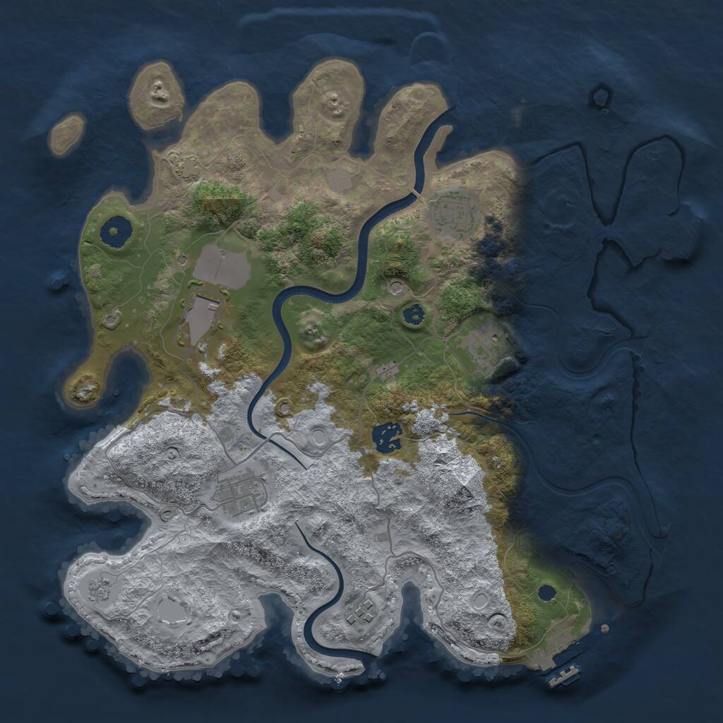 Rust Map: Procedural Map, Size: 3500, Seed: 85207410, 12 Monuments