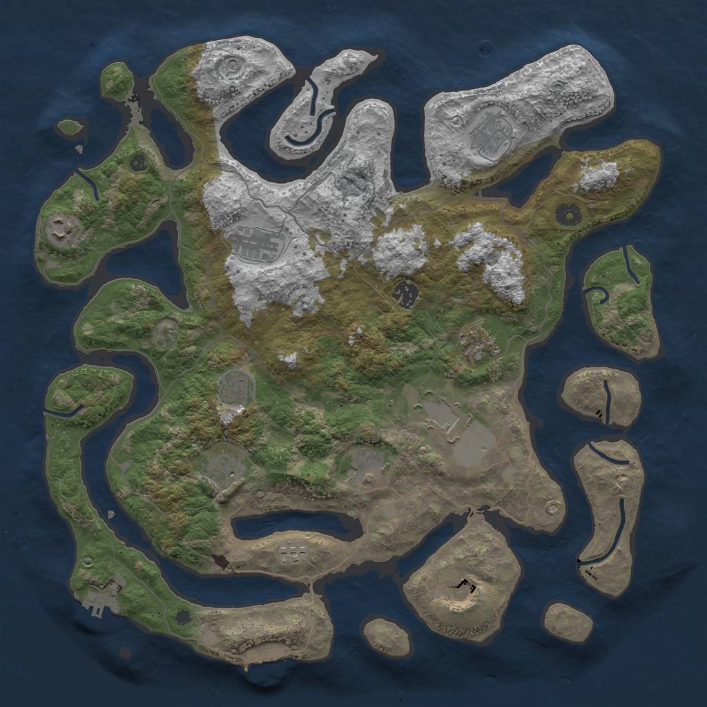 Rust Map: Procedural Map, Size: 4200, Seed: 605284339, 16 Monuments