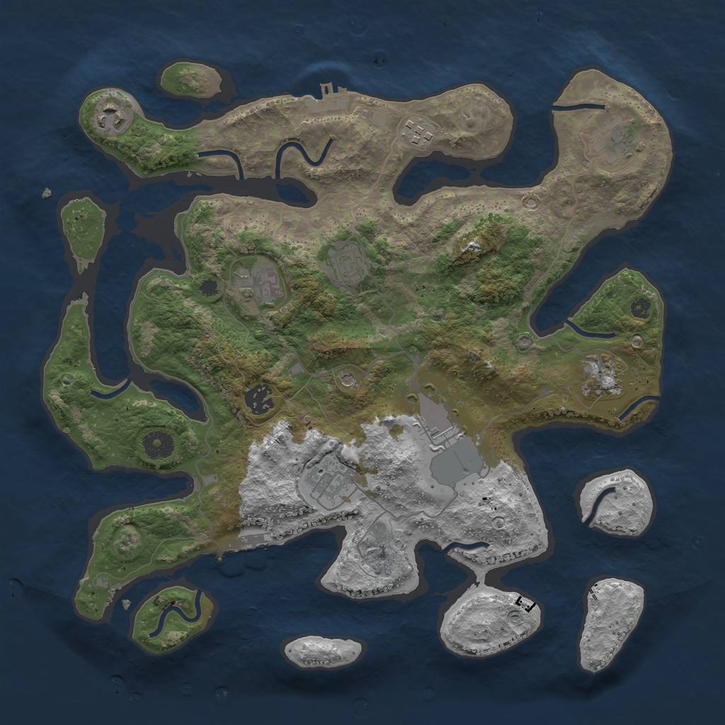 Rust Map: Procedural Map, Size: 3700, Seed: 940005484, 14 Monuments