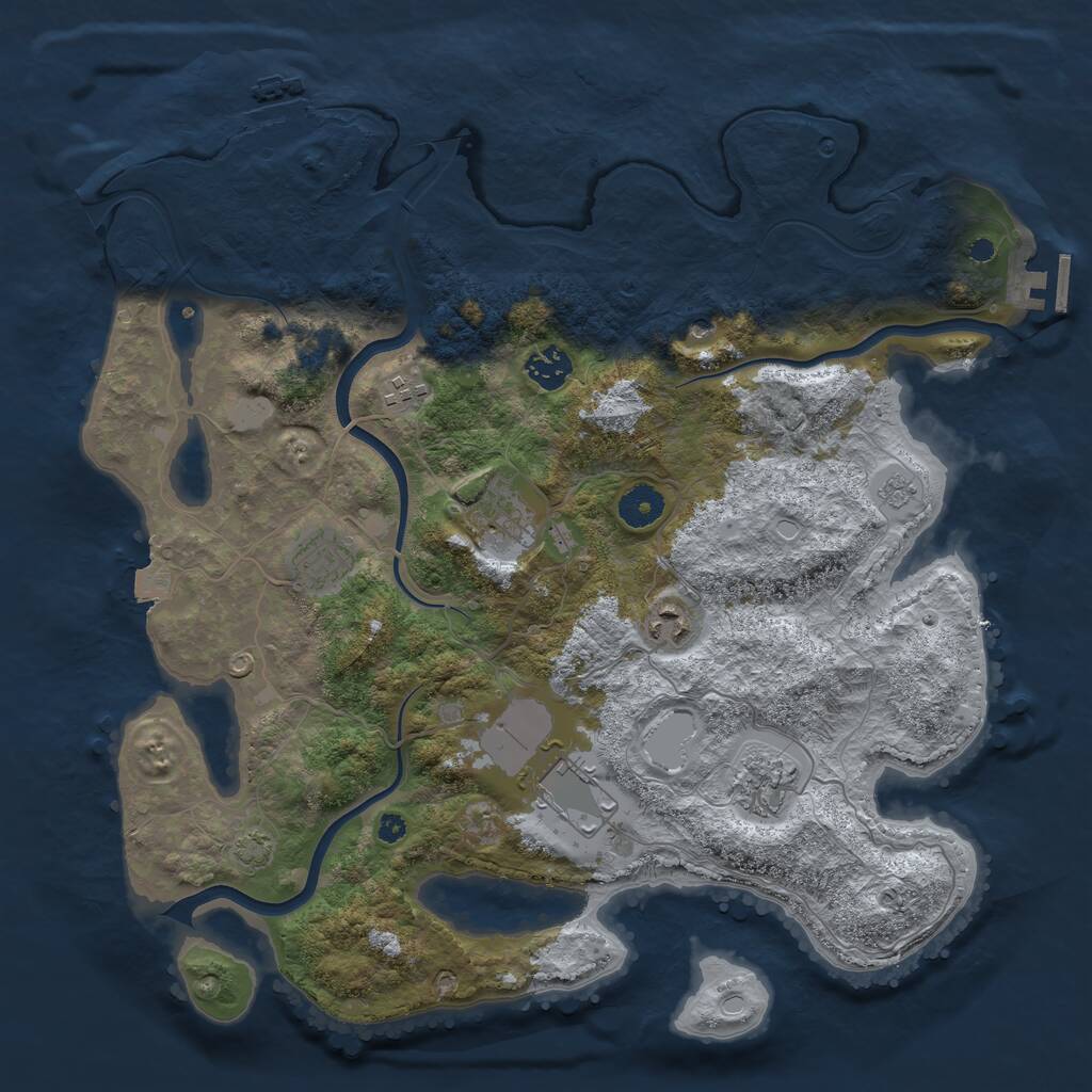 Rust Map: Procedural Map, Size: 3800, Seed: 8757, 13 Monuments