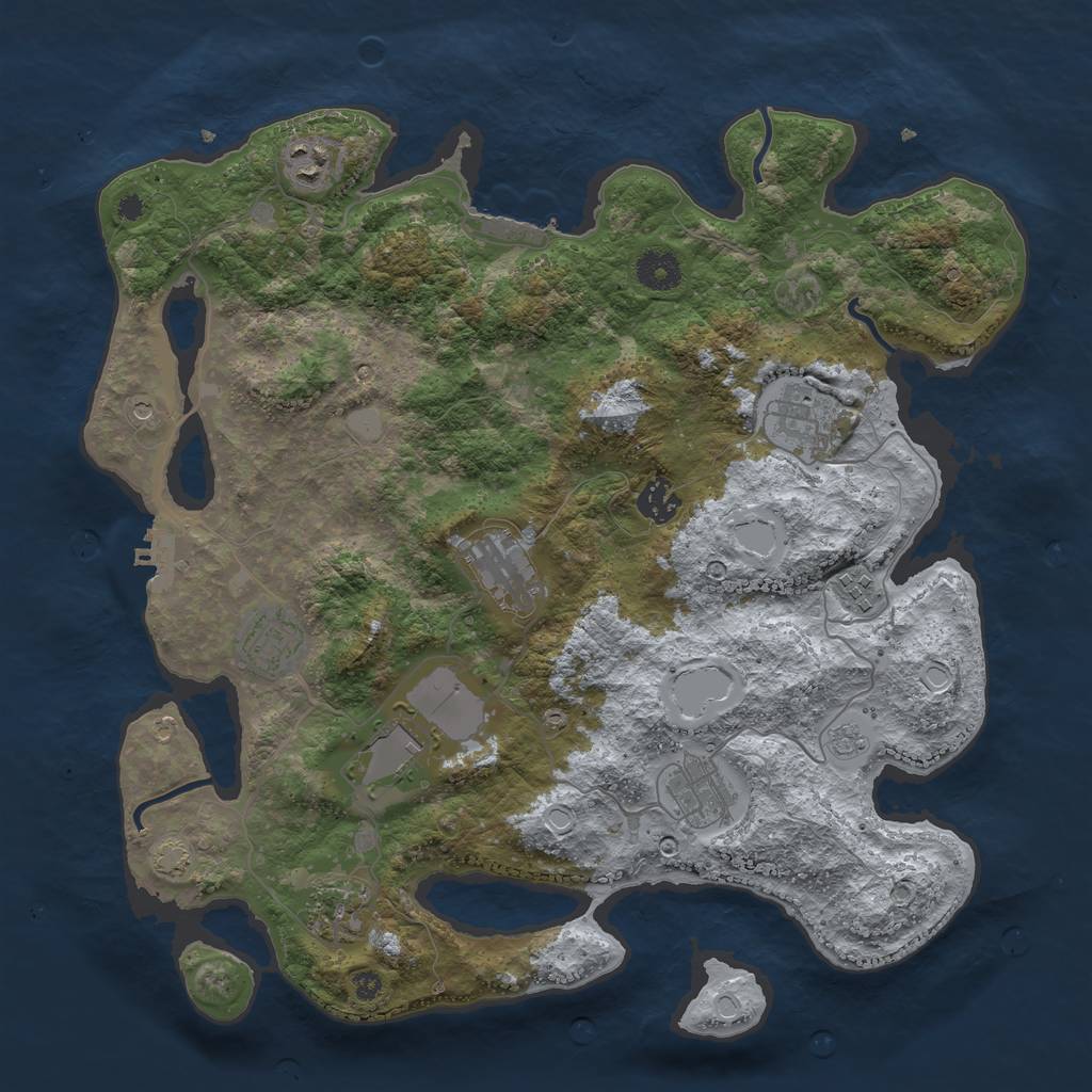 Rust Map: Procedural Map, Size: 3800, Seed: 8757, 17 Monuments