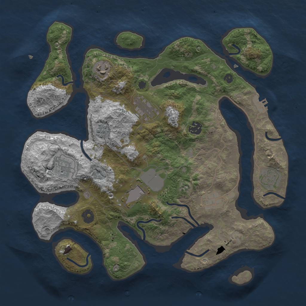 Rust Map: Procedural Map, Size: 3500, Seed: 687171276, 11 Monuments