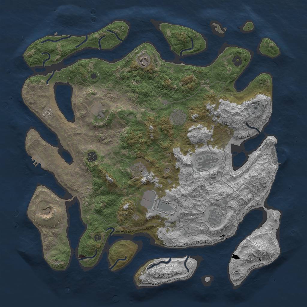 Rust Map: Procedural Map, Size: 4500, Seed: 1410501409, 15 Monuments