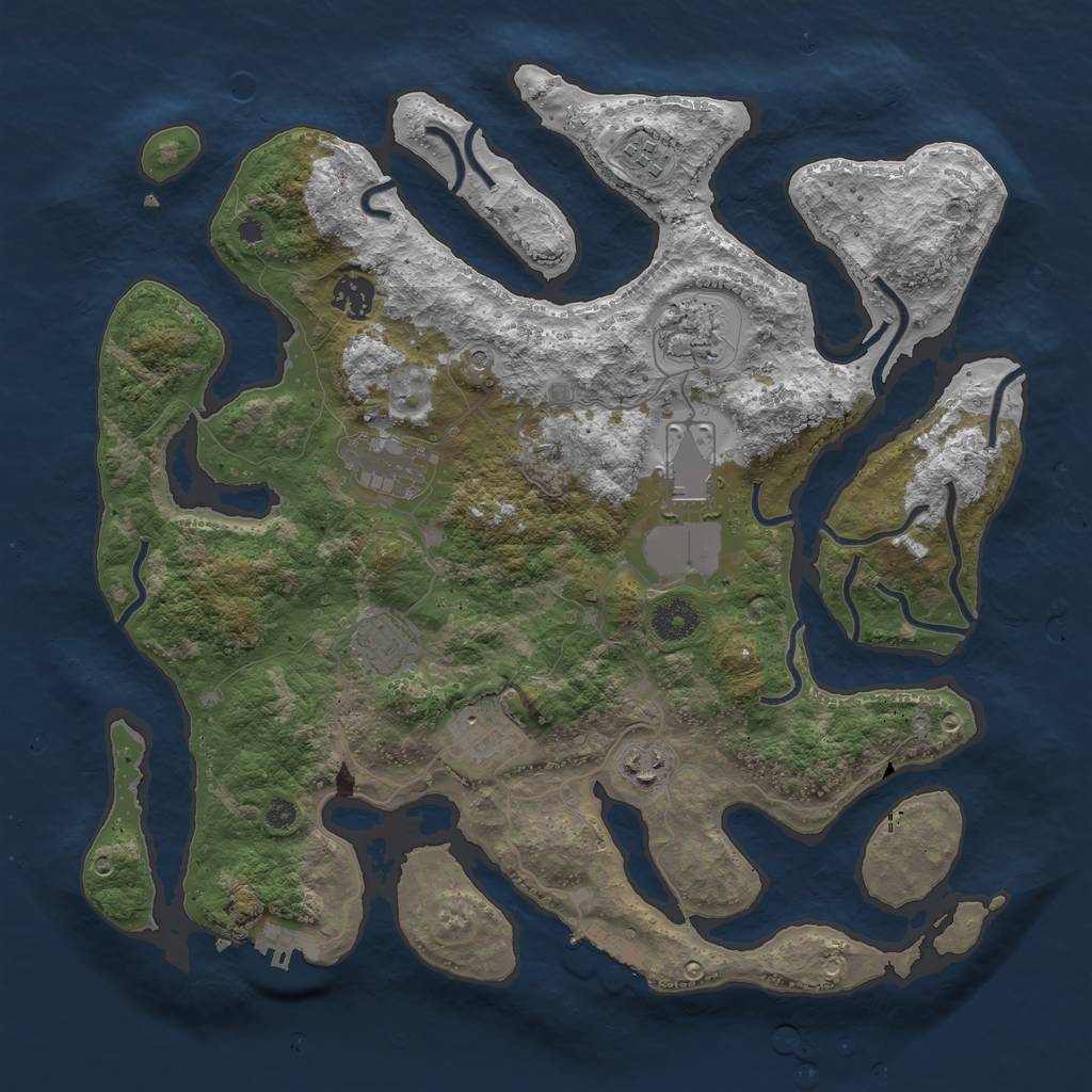 Rust Map: Procedural Map, Size: 3750, Seed: 30110361, 13 Monuments