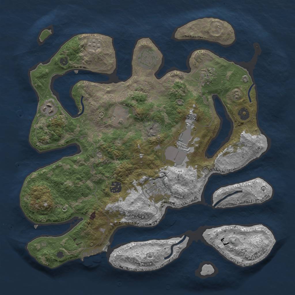 Rust Map: Procedural Map, Size: 3700, Seed: 16419763, 12 Monuments