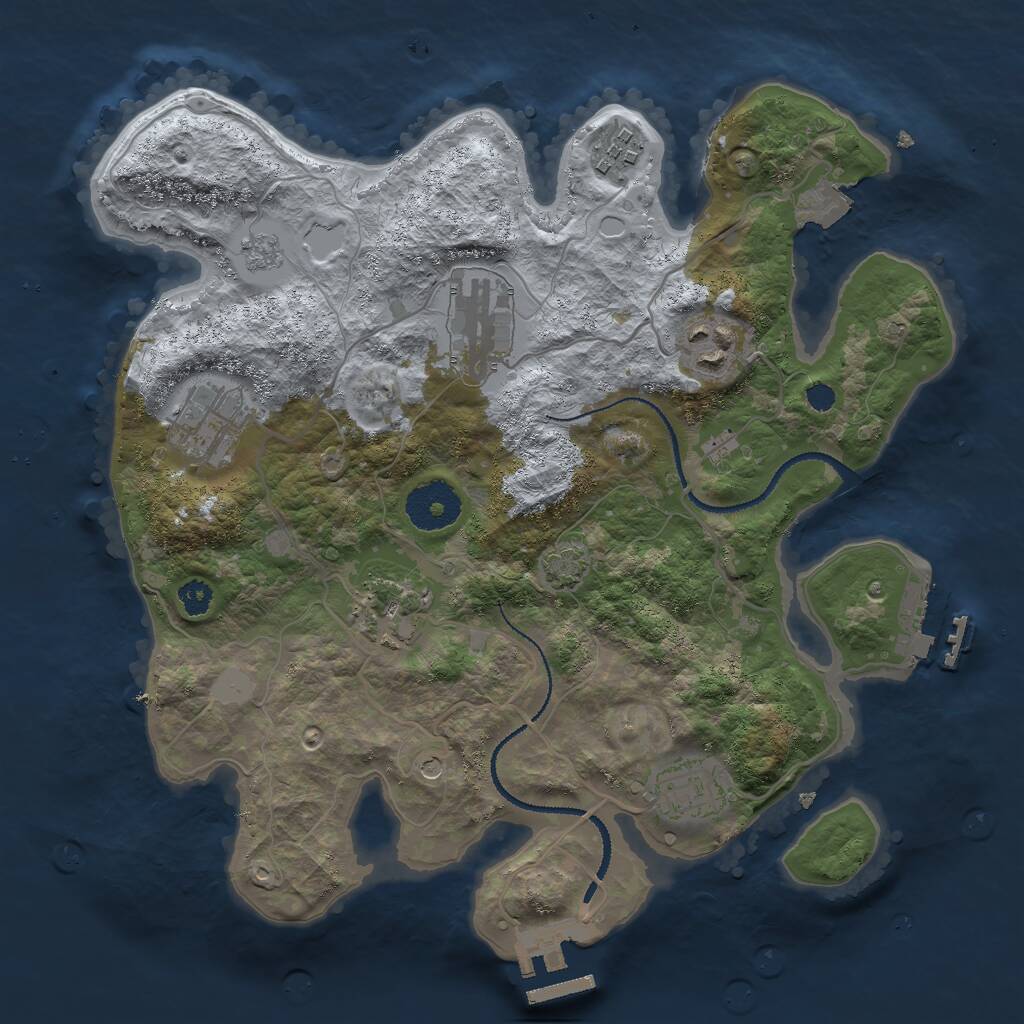 Rust Map: Procedural Map, Size: 3000, Seed: 697299, 12 Monuments