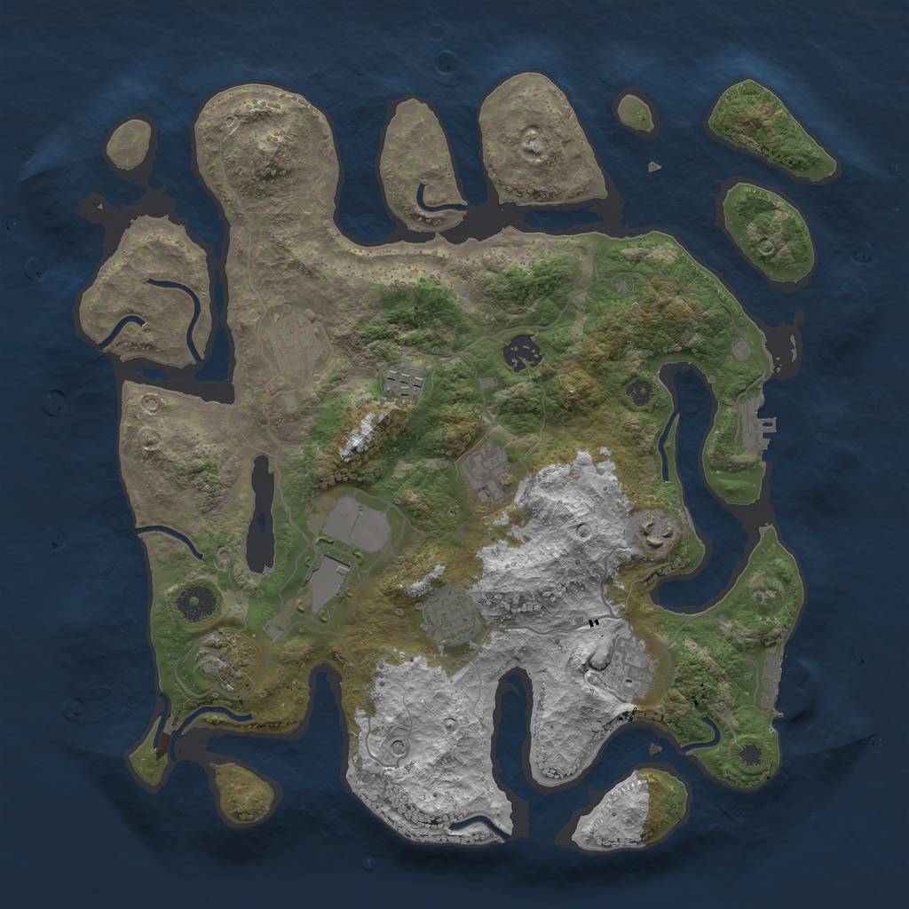 Rust Map: Procedural Map, Size: 3750, Seed: 1398870053, 14 Monuments
