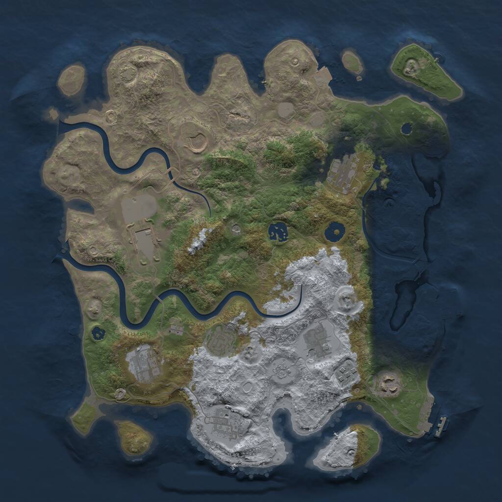 Rust Map: Procedural Map, Size: 3750, Seed: 1398870053, 16 Monuments