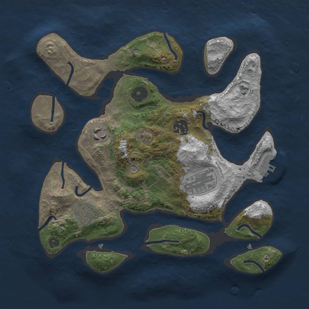 Rust Map: Procedural Map, Size: 3000, Seed: 353020327, 8 Monuments