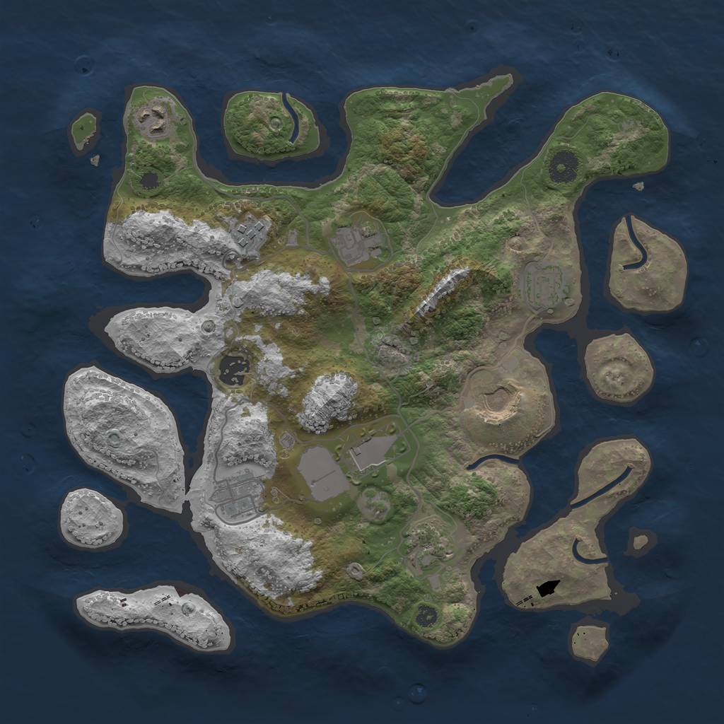 Rust Map: Procedural Map, Size: 3500, Seed: 100018569, 11 Monuments