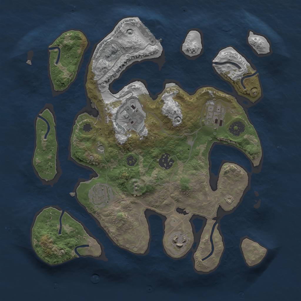 Rust Map: Procedural Map, Size: 3000, Seed: 2082618948, 9 Monuments