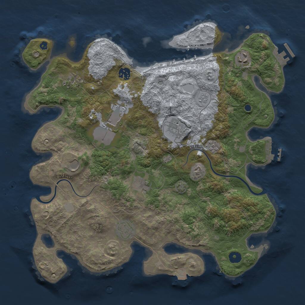 Rust Map: Procedural Map, Size: 3800, Seed: 131607, 15 Monuments