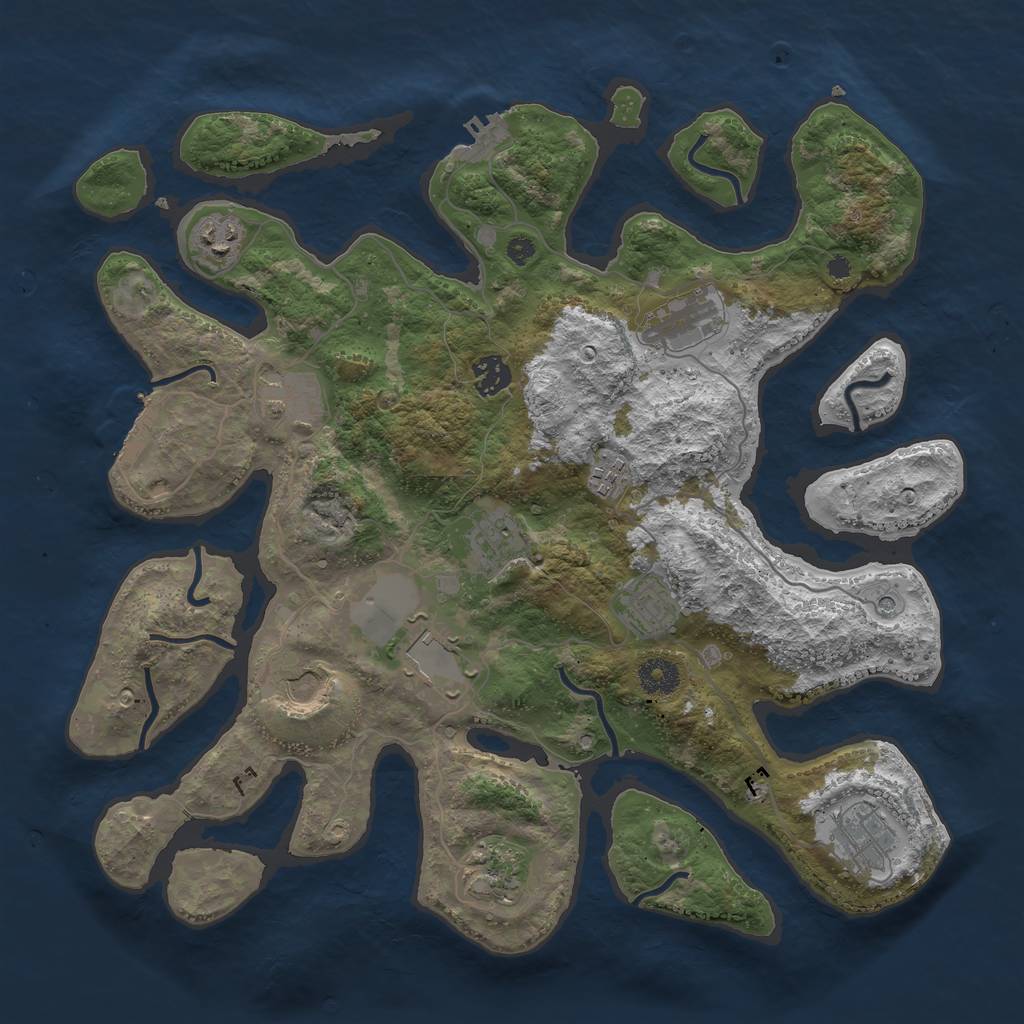 Rust Map: Procedural Map, Size: 3850, Seed: 1550208050, 16 Monuments