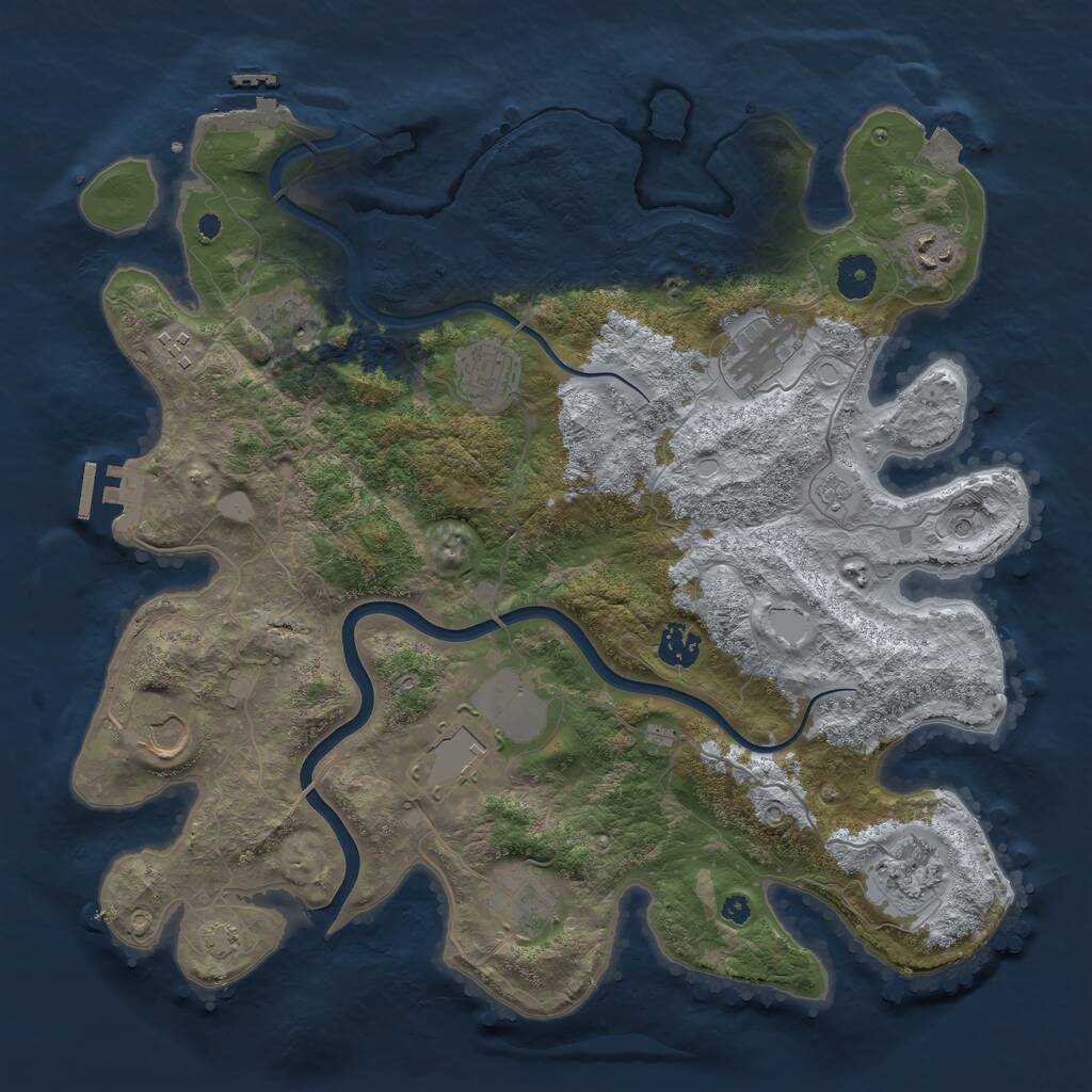 Rust Map: Procedural Map, Size: 3850, Seed: 1550208050, 16 Monuments