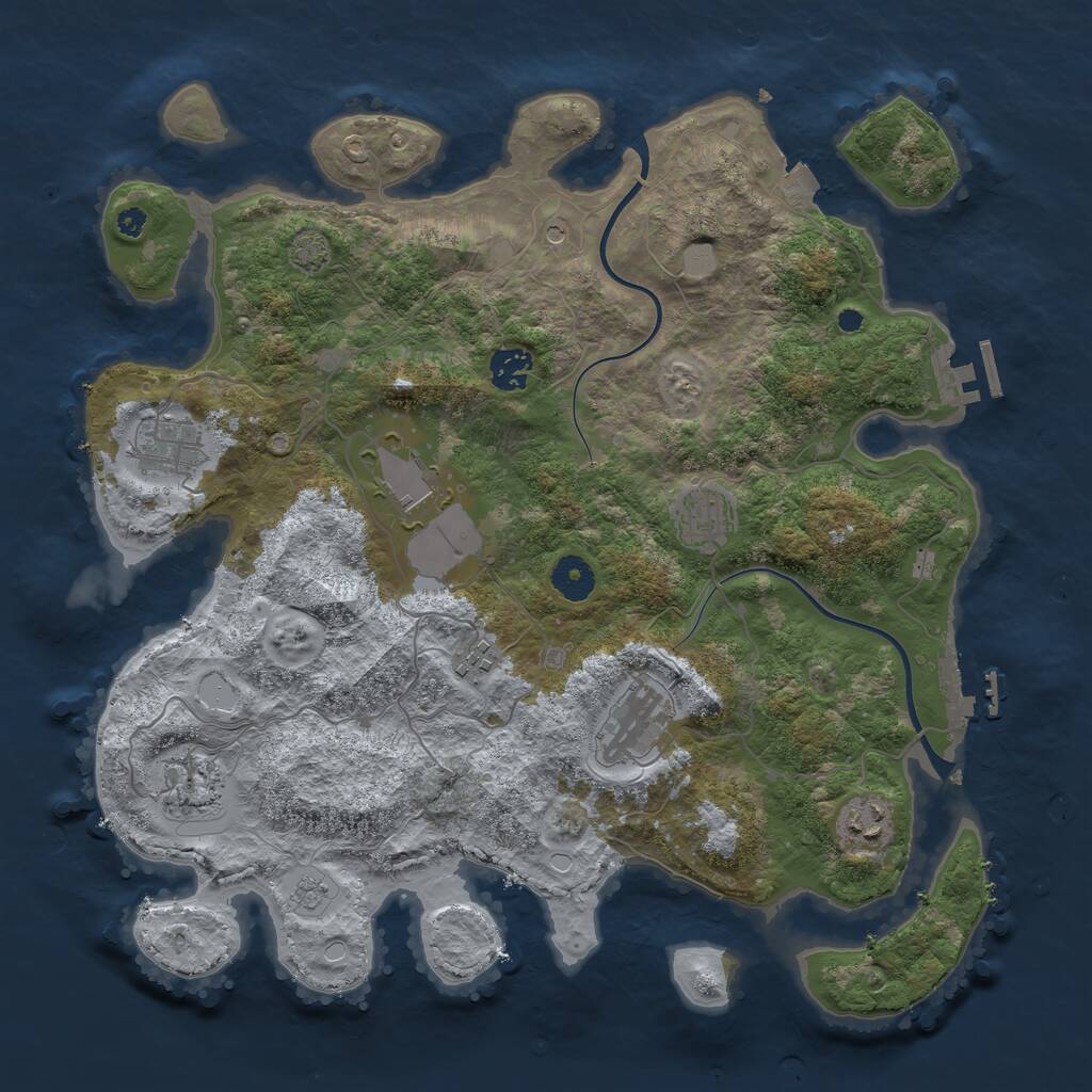 Rust Map: Procedural Map, Size: 3800, Seed: 8417825, 14 Monuments