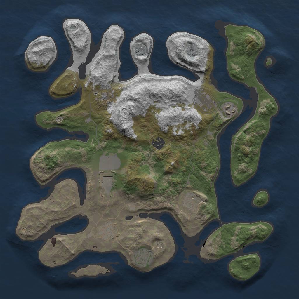 Rust Map: Barren, Size: 3700, Seed: 23753324, 12 Monuments