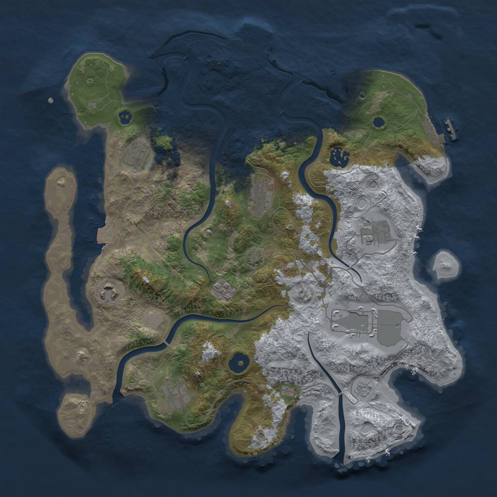 Rust Map: Procedural Map, Size: 3700, Seed: 97072744, 14 Monuments