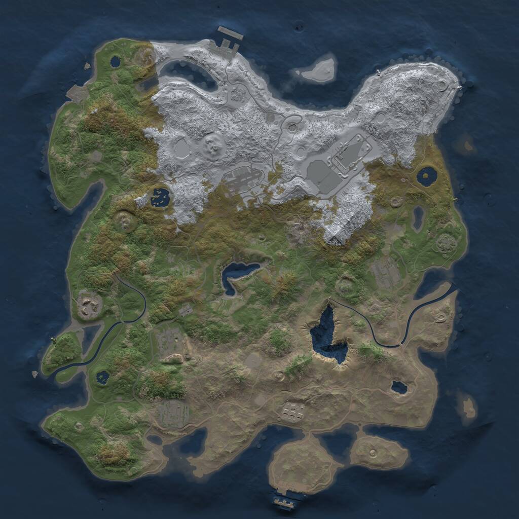 Rust Map: Procedural Map, Size: 4000, Seed: 12072020, 14 Monuments