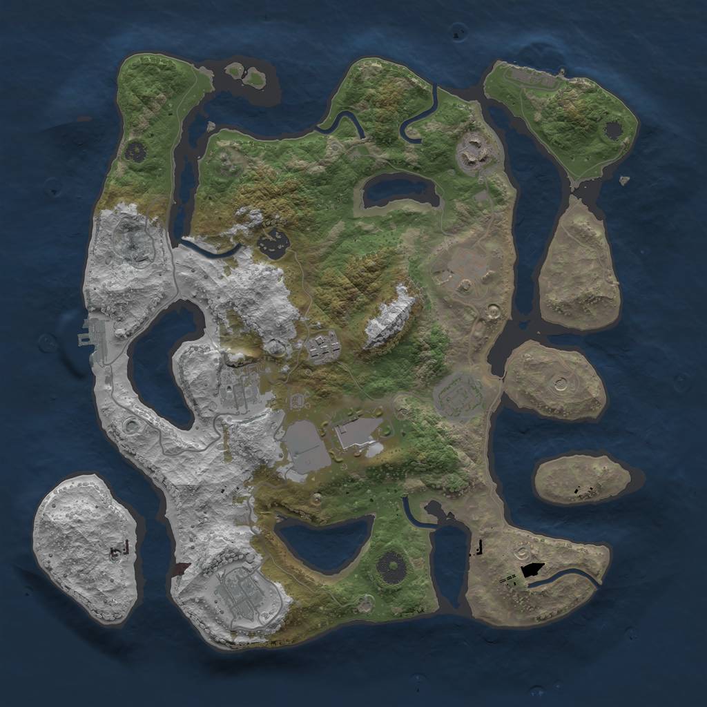 Rust Map: Procedural Map, Size: 3500, Seed: 160798, 13 Monuments