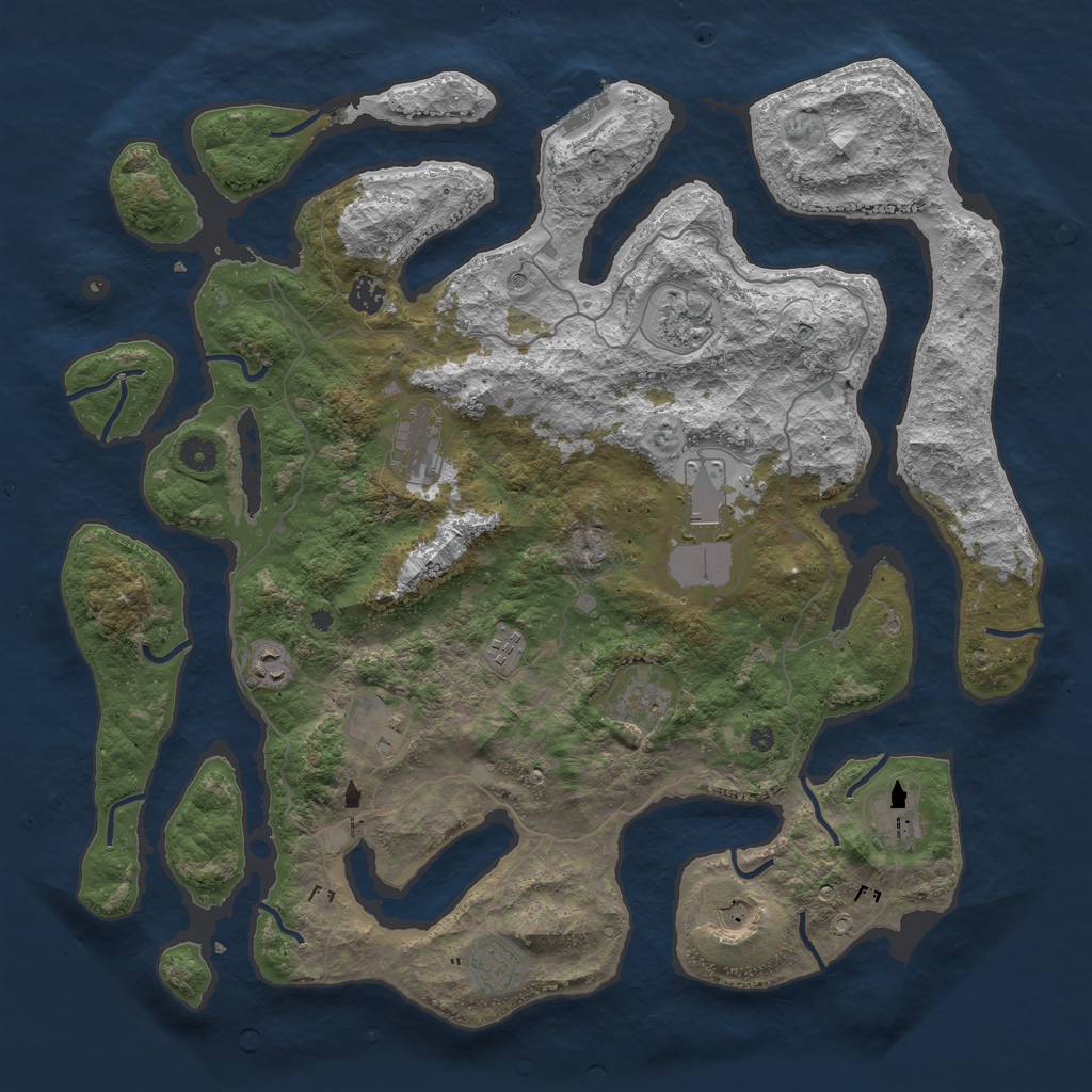 Rust Map: Procedural Map, Size: 4500, Seed: 851549001, 15 Monuments