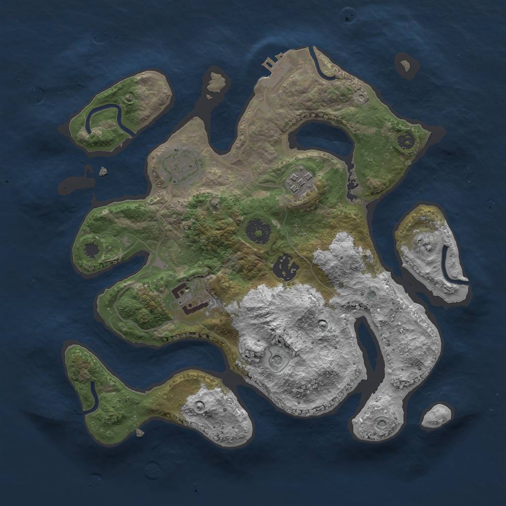 Rust Map: Procedural Map, Size: 3000, Seed: 2422490, 8 Monuments