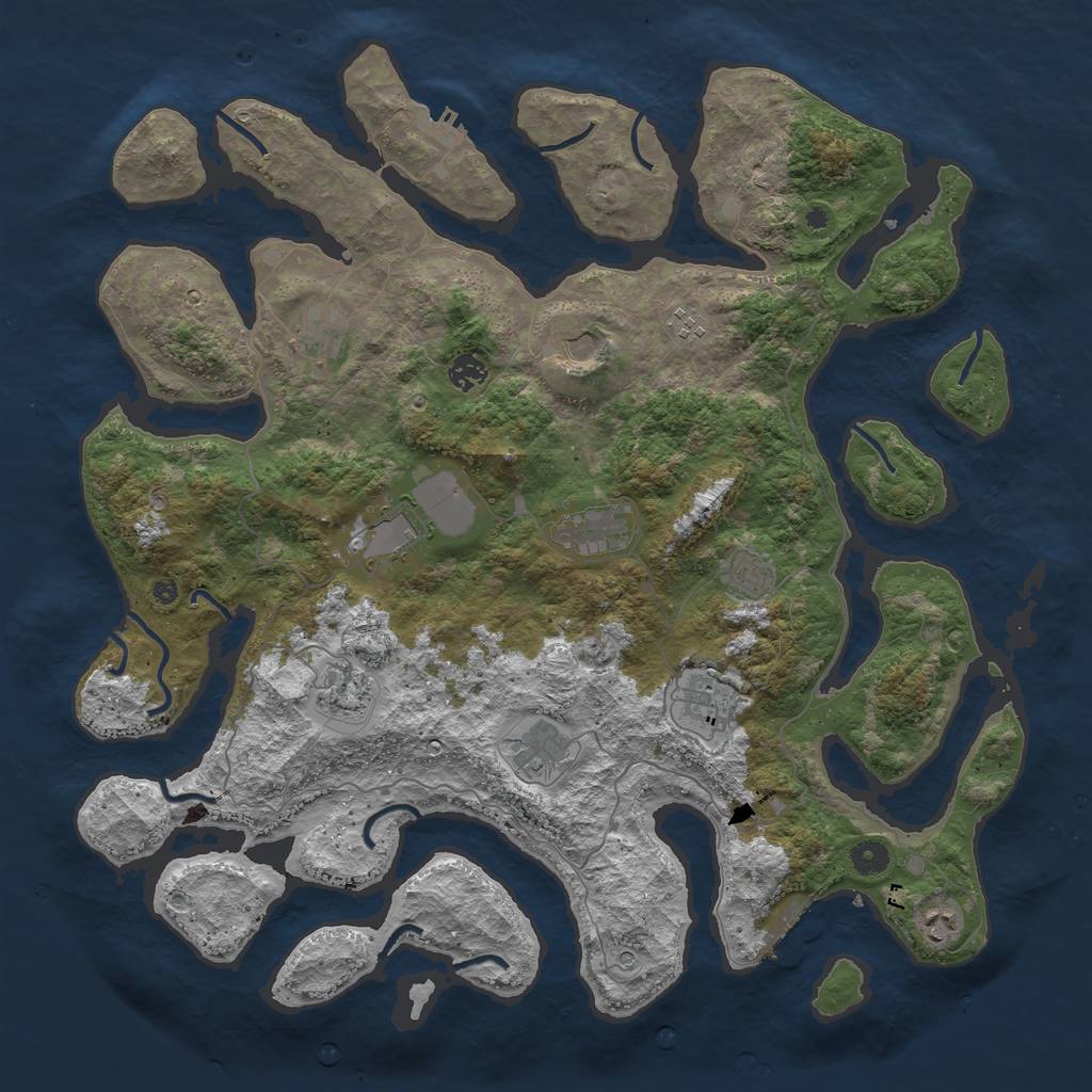 Rust Map: Procedural Map, Size: 4500, Seed: 123412512, 16 Monuments