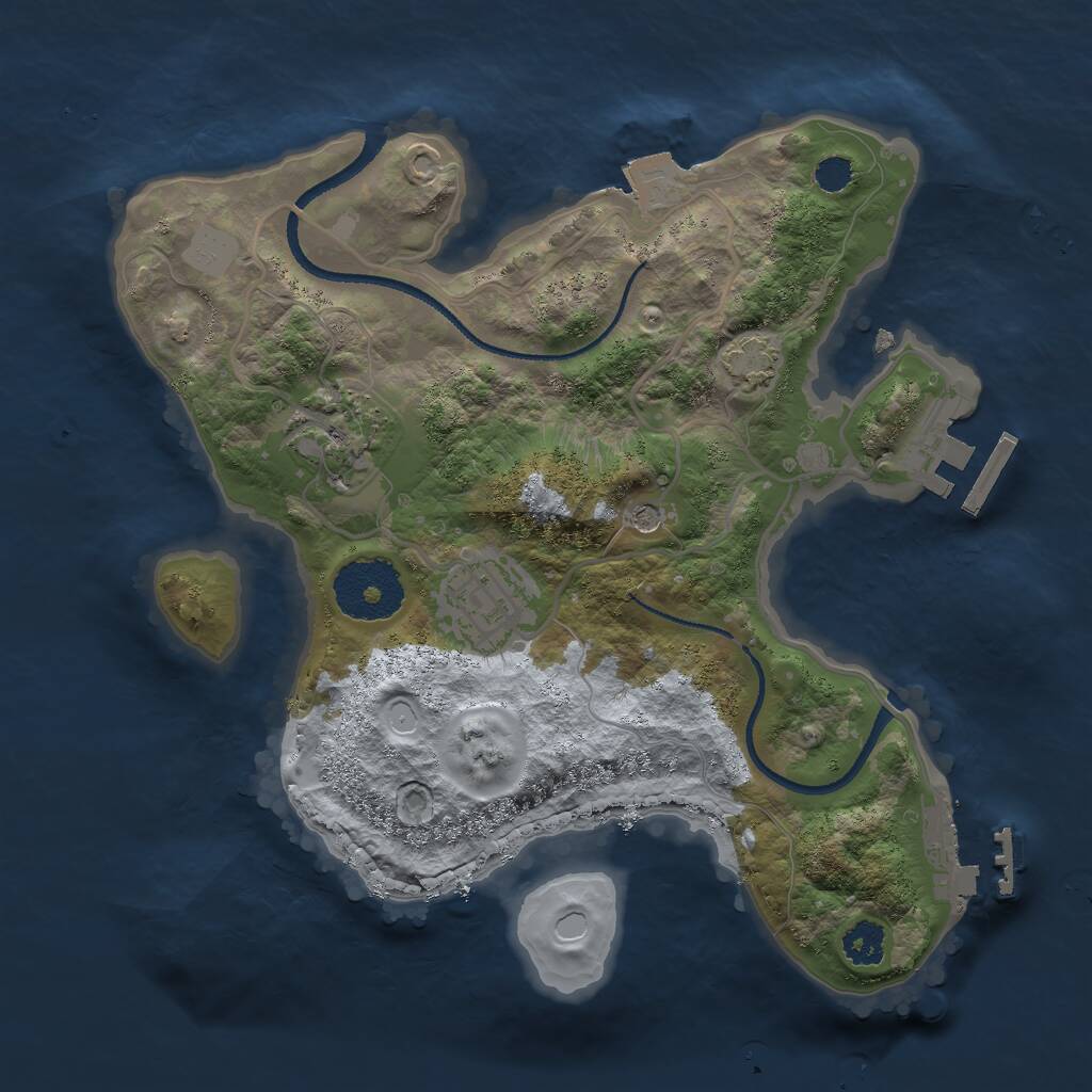 Rust Map: Procedural Map, Size: 2500, Seed: 97564321, 7 Monuments