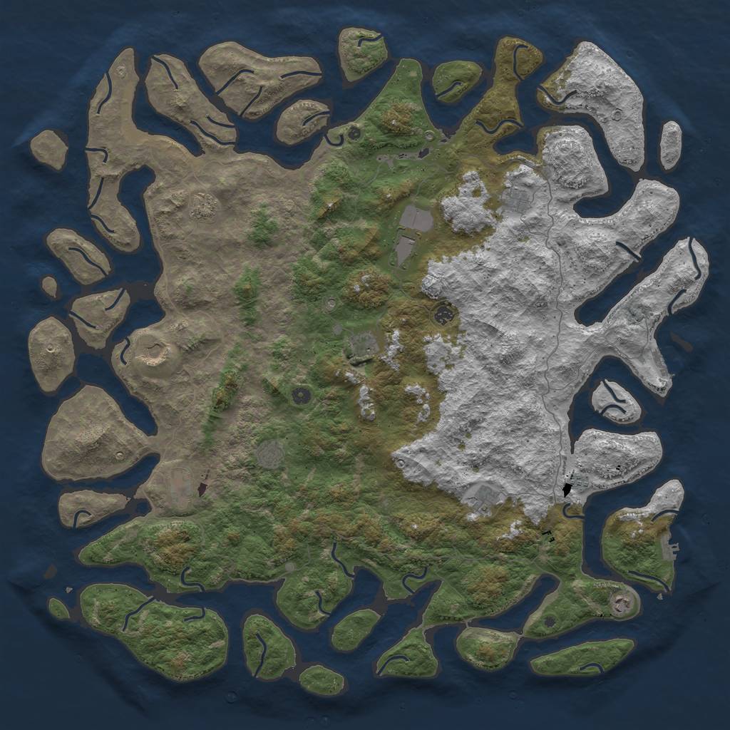 Rust Map: Procedural Map, Size: 6000, Seed: 1215845491, 16 Monuments