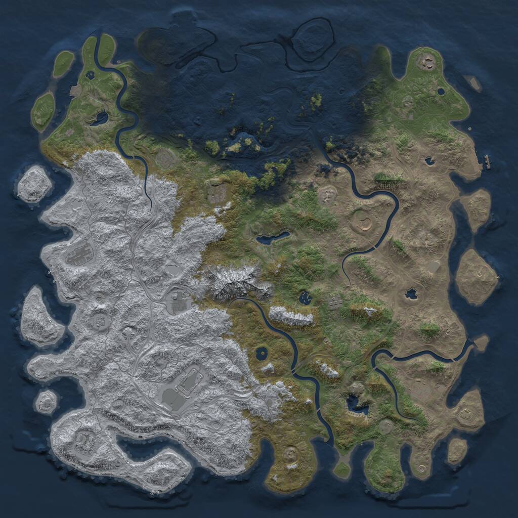Rust Map: Procedural Map, Size: 6000, Seed: 95234, 17 Monuments
