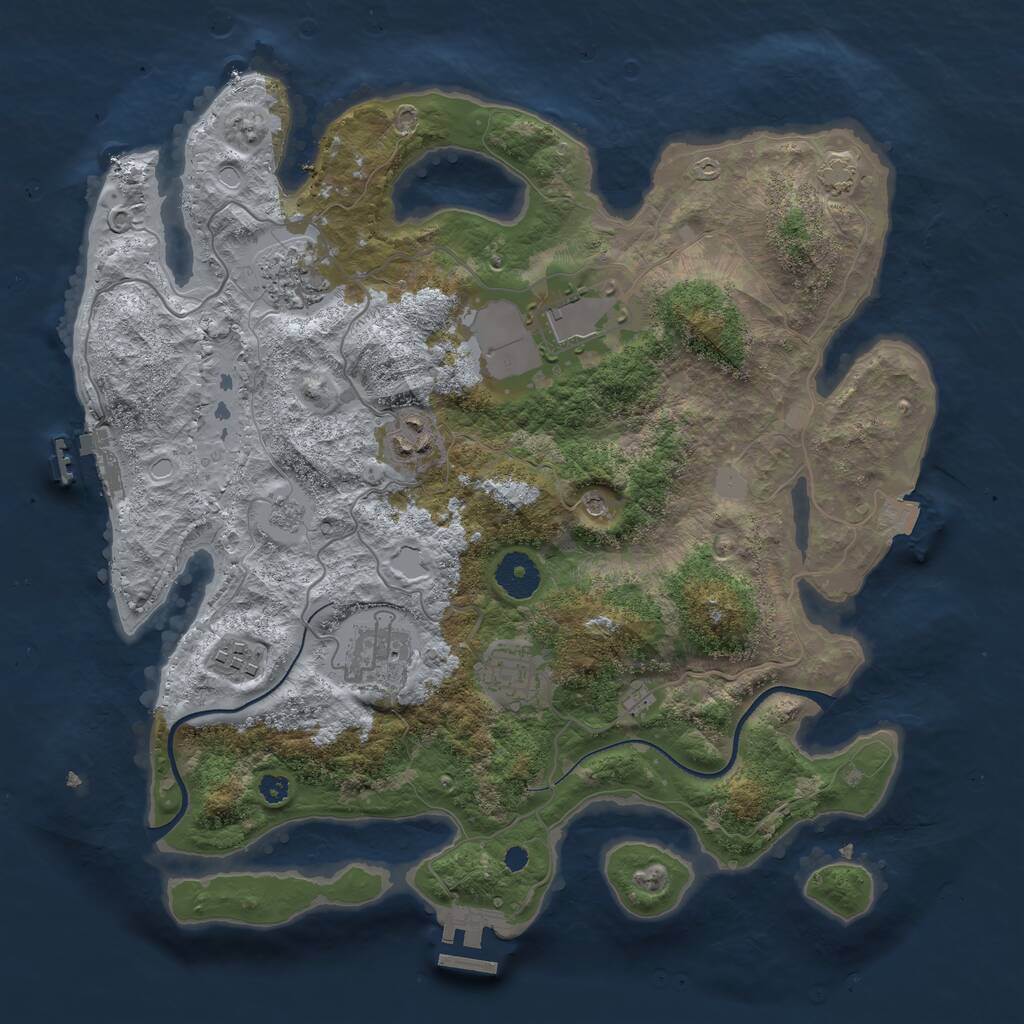 Rust Map: Procedural Map, Size: 3500, Seed: 773844, 12 Monuments
