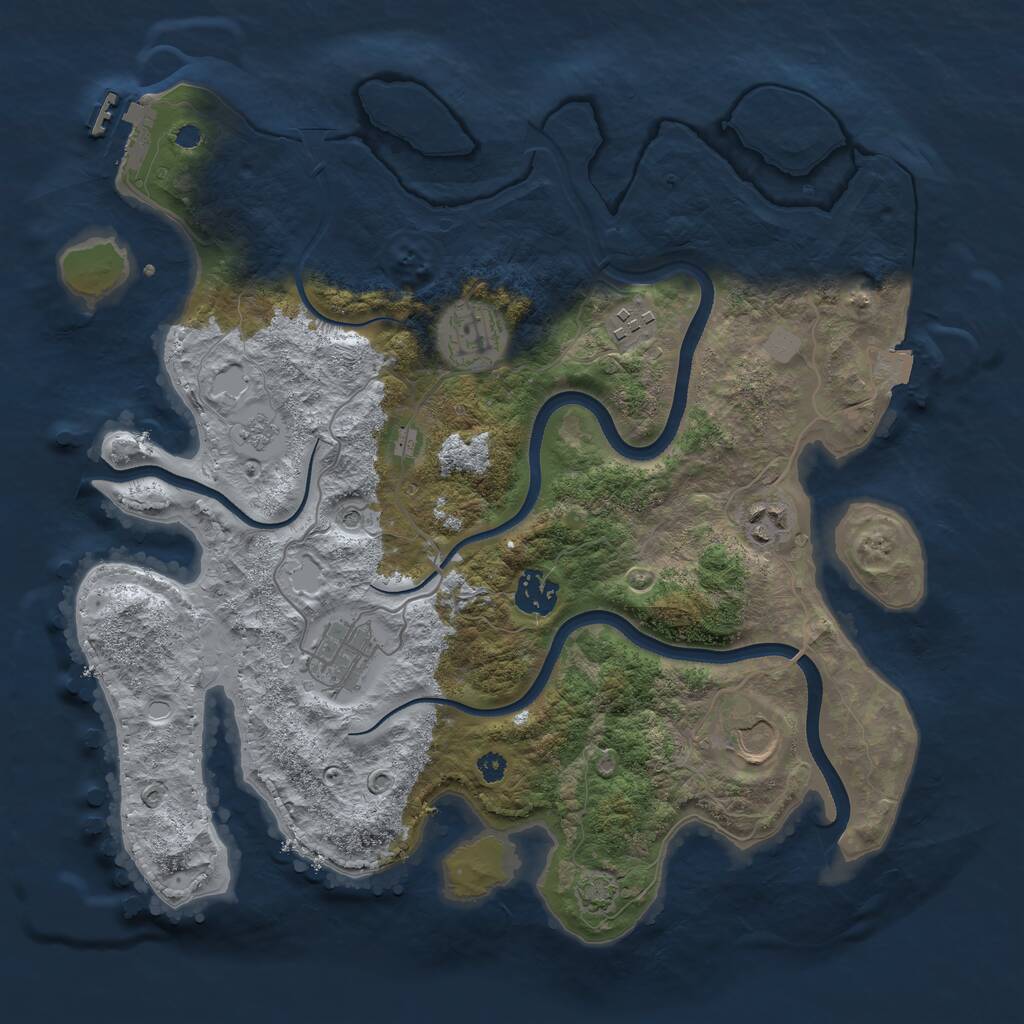 Rust Map: Procedural Map, Size: 3500, Seed: 526765482, 11 Monuments