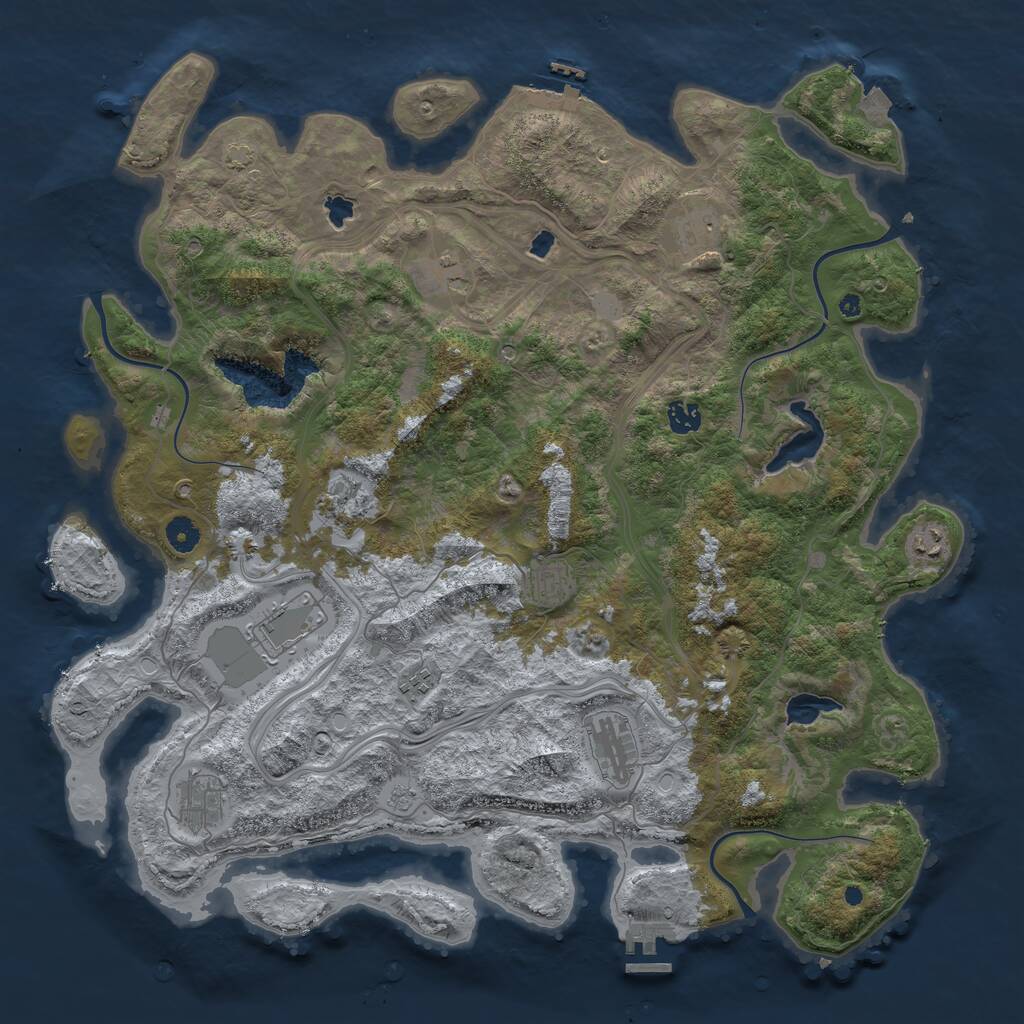Rust Map: Procedural Map, Size: 4500, Seed: 1233453867, 16 Monuments