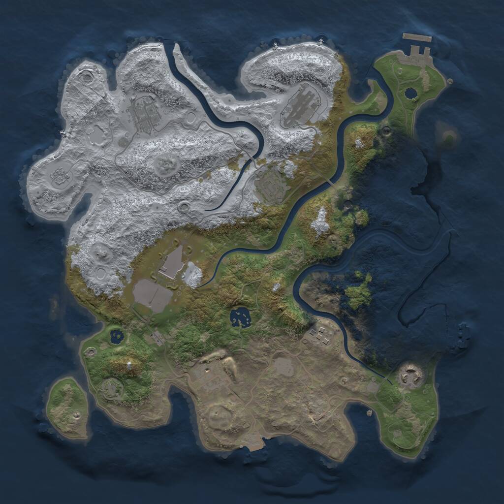 Rust Map: Procedural Map, Size: 3500, Seed: 314377255, 14 Monuments