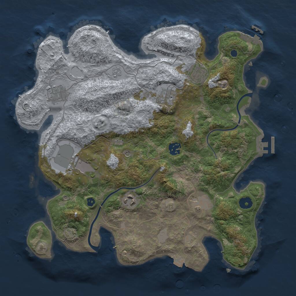 Rust Map: Procedural Map, Size: 3500, Seed: 314377255, 13 Monuments