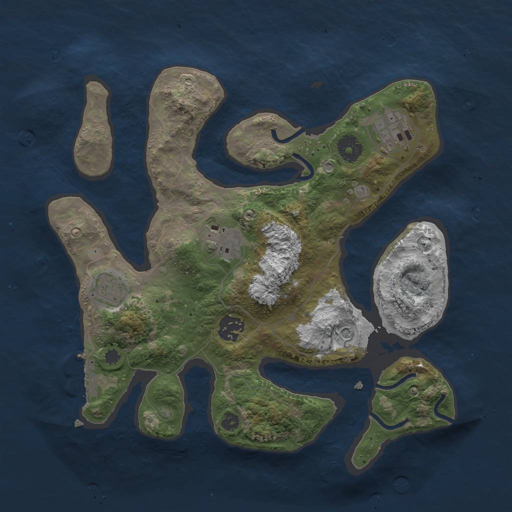 Rust Map: Procedural Map, Size: 3000, Seed: 619563679, 8 Monuments