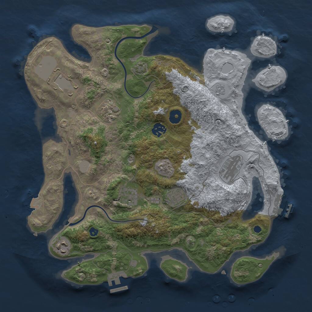 Rust Map: Procedural Map, Size: 3500, Seed: 192018683, 13 Monuments